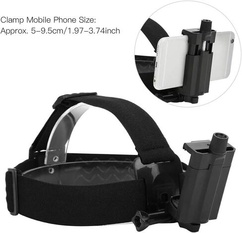 Ejoyous Head Mounted Mobile Phone Holder, Head Phone Holder, First Person View Video Bracket Outdoor Head Harness Strap with Mobile Phone Clip Headband Mount for Motion Camera in Kuwait