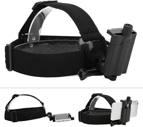 Ejoyous Head Mounted Mobile Phone Holder, Head Phone Holder, First Person View Video Bracket Outdoor Head Harness Strap with Mobile Phone Clip Headband Mount for Motion Camera in Kuwait