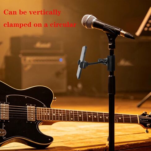 Guitar Phone Holder, Flexible Gooseneck Guitar Phone Mount & Camera Mount Clip, 360° Rotation Phone Holder for Acoustic & Electric Guitar, Bass, Ukulele, Compatible with iPhone, All Smartphones in Kuwait