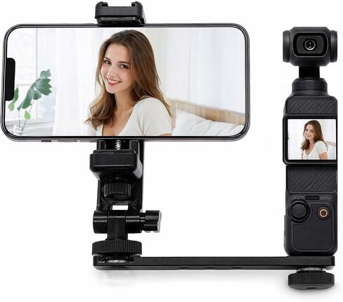 for Pocket 3 & 4 Phone Holder Mount, Metal Expansion Adapter Phone Clip with 1/4" Screw and Cold Shoe for DJI Osmo Pocket 3/4 Creator Combo Accessories – Compatible with Tripod, Selfie Stick in Kuwait