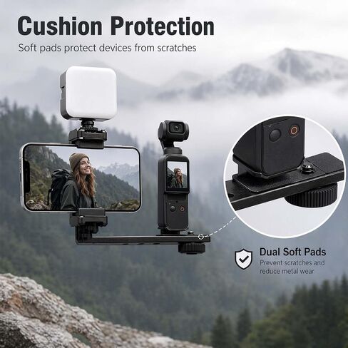 for Pocket 3 & 4 Phone Holder Mount, Metal Expansion Adapter Phone Clip with 1/4" Screw and Cold Shoe for DJI Osmo Pocket 3/4 Creator Combo Accessories – Compatible with Tripod, Selfie Stick in Kuwait