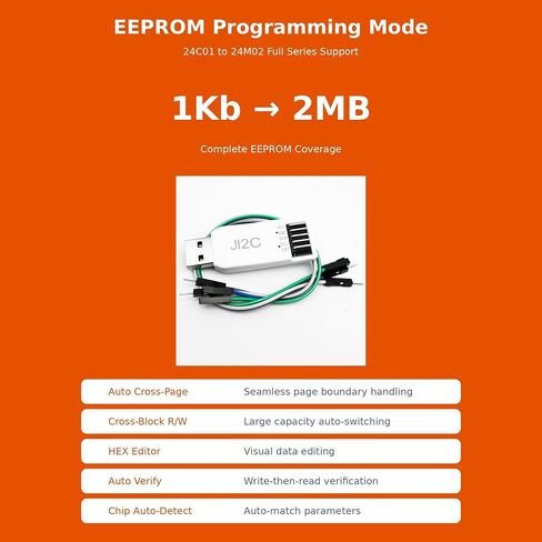 JI2C USB to I2C Adapter & EEPROM Debugger | Multi-Device Support, Real-Time Curve Plotting, Fast Read/Write for I2C Registers - Windows Compatible in Kuwait