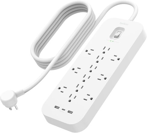 Belkin 12-Outlet Surge Protector Power Strip, 3480J, USB A & USB C Ports in Kuwait