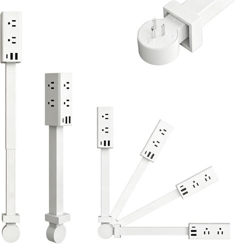 Electrical Outlet Extender Stick, 360° Rotating Outlet Extender, Power Strip with 6 Outlets & 3 USB Ports,Rotating Plug Power Hub for Bedroom, Living Room, Office in Kuwait