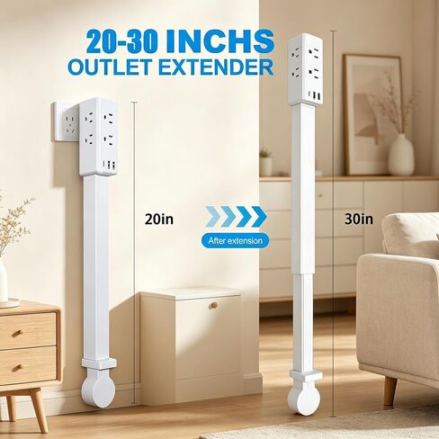 Electrical Outlet Extender Stick, 360° Rotating Outlet Extender, Power Strip with 6 Outlets & 3 USB Ports,Rotating Plug Power Hub for Bedroom, Living Room, Office in Kuwait