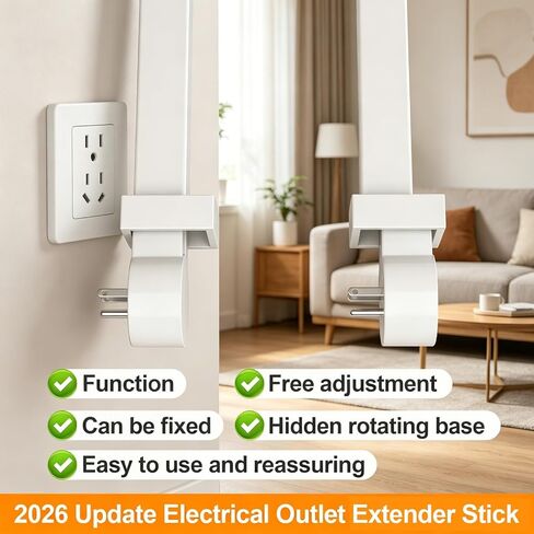 Electrical Outlet Extender Stick, 360° Rotating Outlet Extender, Power Strip with 6 Outlets & 3 USB Ports,Rotating Plug Power Hub for Bedroom, Living Room, Office in Kuwait
