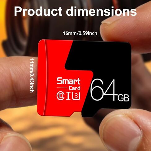 High Speed Micro SD Card with Adapter,64GB TF Card for Security Cameras, Smartphones,Tablets,Drones - U3,Class 10,A1,Full HD Video(Black) in Kuwait