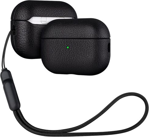 LOPIE Handmade AirPods Pro 2nd Generation Case (Not for 1st Gen) - Carbon Fiber Style Vegan Leather Protective Cover for Men/Women - Black in Kuwait