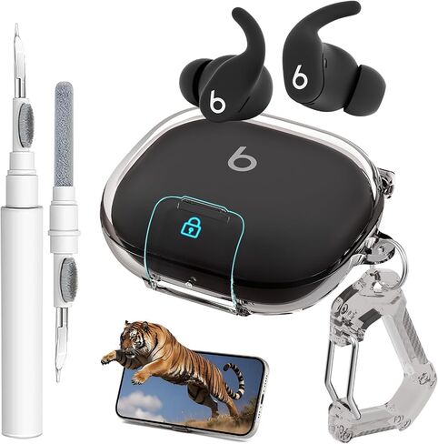 for Powerbeats Fit Case with Secure Safety Lock & Phone Stand (Black) in Kuwait