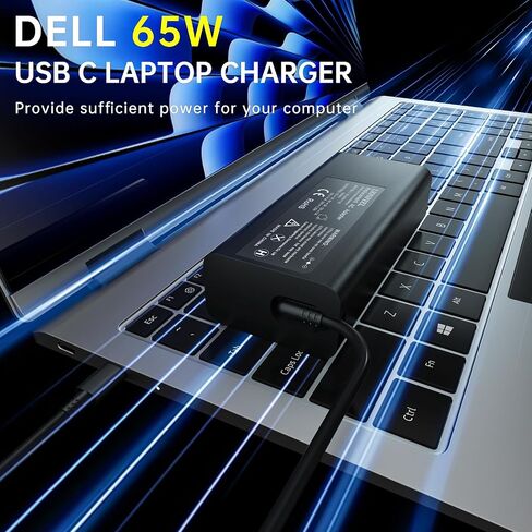 65W USB-C Laptop Charger Compatible with Dell Latitude 5540 5530 5520 5450 7530 7440 7430 XPS 13 9250 9350 9360 9365 Adapter Power Cord in Saudi Arabia