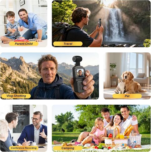 5K Pocket Vlogging Camera Body Camera with Microphone, 5K/20FPS and 4K/60FPS, 1.69'' Touchscreen, 270° Rotating Lens, Face Tracking, Wi-Fi, 6-Axis Stabilization, for YouTube, Travel, Work (128GB) in Saudi Arabia