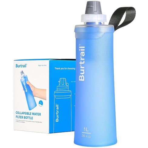 1.0L Collapsible Water Filter Bottle, BPA-Free Ultralight & Durable Squeeze Bottle with 42mm Filter Cap Cartridge, Filtered Water Bottle for Camping, Hiking, Backpacking, Survival & Travel in Kuwait