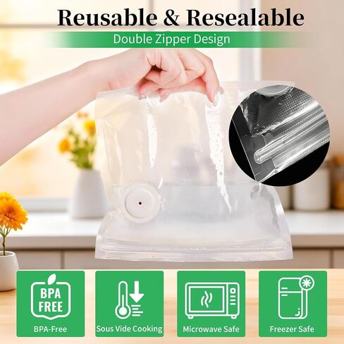 50 Pack Reusable Vacuum Sealer Bags for Food, 5 Assorted Sizes in Kuwait