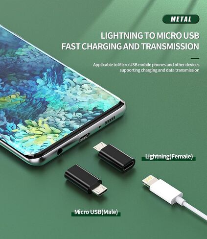Micro USB Charging Adapter(3 Pack) Lightning Female to Micro USB Male Charger Adapter for Apple for iPhone Cable Compatible with Samsung S7 S6 Edge+ S7Active Note5 Android Phone Jack Adapters in Kuwait