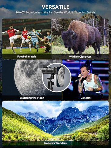 MIAO LAB 20-60X Zoom Telephoto Lens, High Power Telephoto Mobile Cell Phone Lens with Tripod & Universal Phone Clip, for iPhone 17/16/15/14/13 Series, Samsung, Android and Most Smartphone in Saudi Arabia