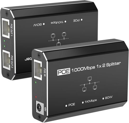 PoE Switch, Gigabit Ethernet Switch, Ethernet Splitter 1 to 2, 2-Port Gigabit PoE Extender, Non-PoE to PoE Adapter, 1000Mbps High Speed for Cat 5e/6/7/8 Cable, Plug & Play in Saudi Arabia
