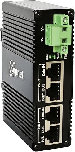 Industrial 2ch PoE+ Injector DIN Rail Mount Gigabit 30W 48V POE Adapter in Kuwait