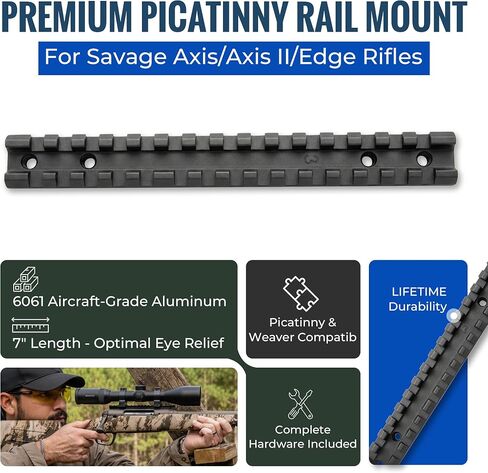 GOTICAL Picatinny Rail Mount for Savage Axis/Edge Rifles Mounting Hardware Included Allows for Picatinny or Weaver Standard Scope Rings Mounts Red Dots Flushlights Lasers in Kuwait