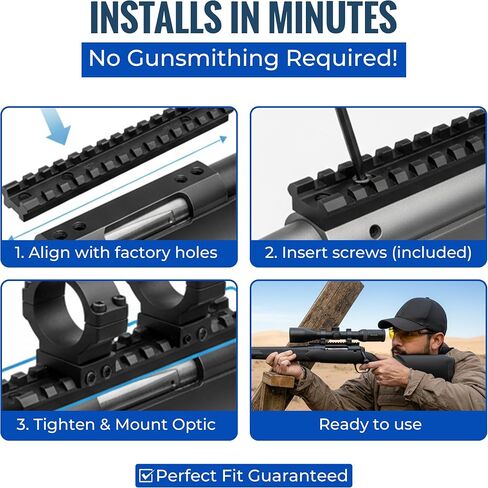 GOTICAL Picatinny Rail Mount for Savage Axis/Edge Rifles Mounting Hardware Included Allows for Picatinny or Weaver Standard Scope Rings Mounts Red Dots Flushlights Lasers in Kuwait