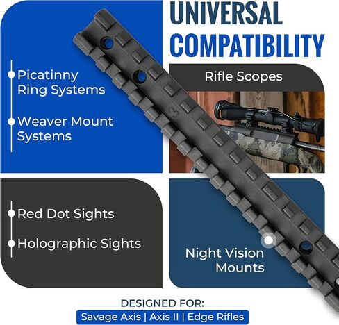 GOTICAL Picatinny Rail Mount for Savage Axis/Edge Rifles Mounting Hardware Included Allows for Picatinny or Weaver Standard Scope Rings Mounts Red Dots Flushlights Lasers in Kuwait