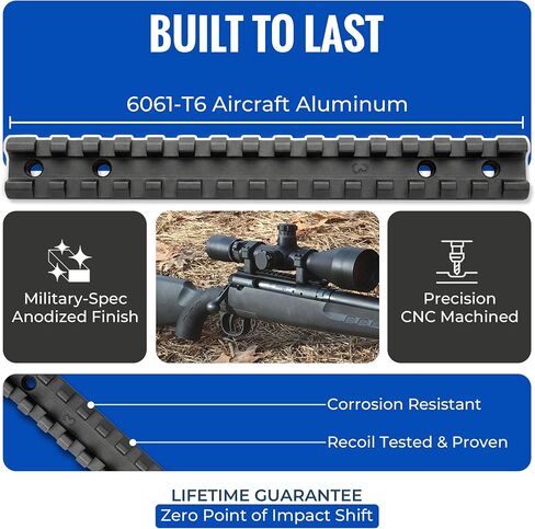 GOTICAL Picatinny Rail Mount for Savage Axis/Edge Rifles Mounting Hardware Included Allows for Picatinny or Weaver Standard Scope Rings Mounts Red Dots Flushlights Lasers in Kuwait