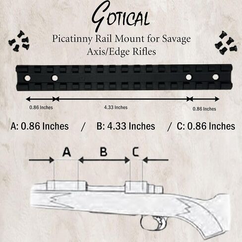 GOTICAL Picatinny Rail Mount for Savage Axis/Edge Rifles Mounting Hardware Included Allows for Picatinny or Weaver Standard Scope Rings Mounts Red Dots Flushlights Lasers in Kuwait