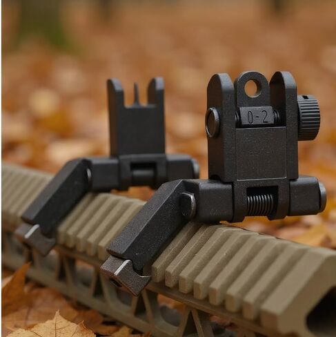 Flip Up Sight Offset 45 Degree Offset Sights Rapid Transition Front and Rear for Picatinny Rail Backup Gun Sight Accessories for Hunting Airsoft in Kuwait