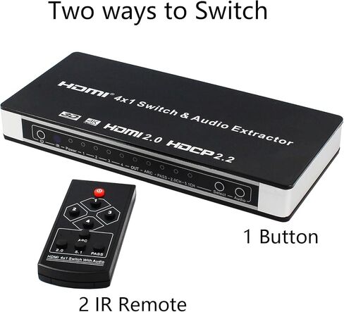 KAGO 4x1 HDMI Switch with eARC Audio Extractor in Kuwait