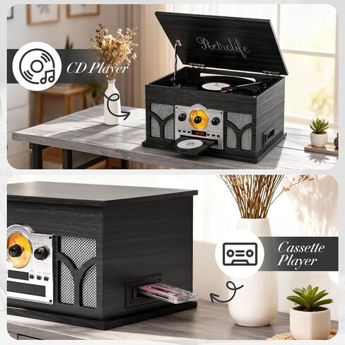 Retrolife® 10-in-1 Record Player with Speakers and Bluetooth, Black in Kuwait