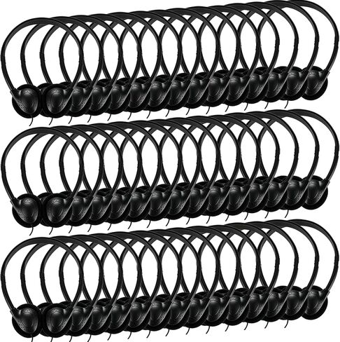 Kids Headphones Bulk for School Classroom 10 Pack, Wired On-Ear Classroom Headphones for Students Children Toddler Boys Girls Teen(Black) in Kuwait