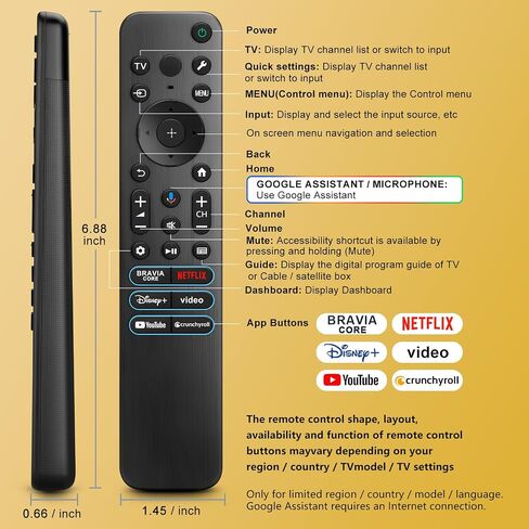 Voice Remote for Sony-TV-Remote Control Replacement, for All Sony Bravia Google Smart TVs Series with Voice Function in Kuwait
