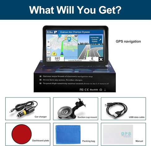 GPS Navigation for Car,Latest 2026 Map, 9 inch Touch Screen Real Voice Spoken Turn-by-Turn Direction Reminding Navigation System for Cars, GPS Satellite Navigator with Free Lifetime Map Update in Kuwait