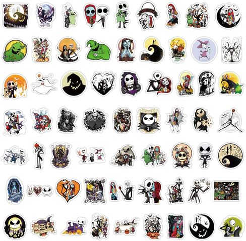 60Pcs The Nightmare Before Christmas Stickers for Kids Stickers Cute Gifts for Girls Boys Halloween Sticker for Kids Waterbottle Laptop Guitar Classroom Prizes for Elementary Students (Nightmare) in Kuwait
