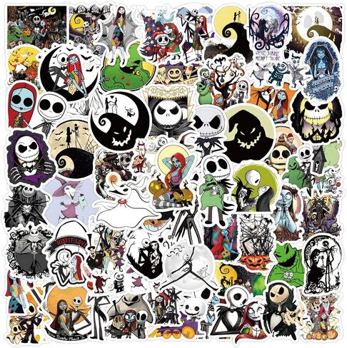 60Pcs The Nightmare Before Christmas Stickers for Kids Stickers Cute Gifts for Girls Boys Halloween Sticker for Kids Waterbottle Laptop Guitar Classroom Prizes for Elementary Students (Nightmare) in Kuwait