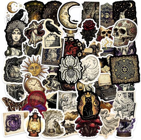 50Pcs Anime Witch Stickers Pack, Vintage Horror Goth Waterproof Decals for Laptop, Kindle, Phone, Skateboard, Suitcase, Water Bottle, Scrapbook, Journal in Kuwait