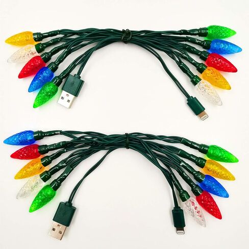 Christmas Light Phone Charger Cable, USB C Charger Cord, 10 Multicolor LED Light Compatible for Phone/i 15/16/17 Plus Pro Max Christmas Lights Charging Cable Type-C to Type-C in Saudi Arabia