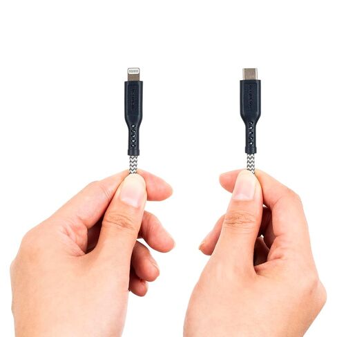 Ventev 6ft Braided USB C to Lightning Cable, Apple MFi Certified Fast Charging Cord, High-Speed Durable Nylon iPhone Charger Wire, Heavy Duty Extended Strain Relief, Universal Fit - Gray in Kuwait