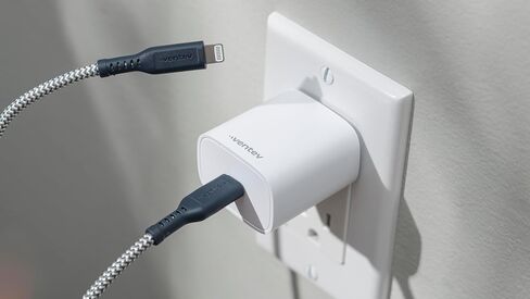 Ventev 6ft Braided USB C to Lightning Cable, Apple MFi Certified Fast Charging Cord, High-Speed Durable Nylon iPhone Charger Wire, Heavy Duty Extended Strain Relief, Universal Fit - Gray in Kuwait