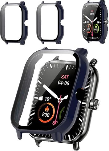 Protective Case Cover Compatible with QONBINK TG38-22 1.85'' Smartwatch, Hard PC Shell & 9H Tempered Glass Screen Protector - Shockproof, Scratch-Resistant, Full Coverage (Clear) in Saudi Arabia