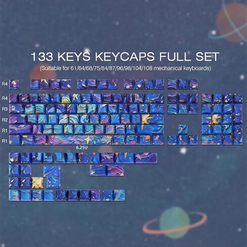 JOMKIZ Starry Night V5 Keycaps PBT Cherry Profile for Mechanical Keyboard in Saudi Arabia