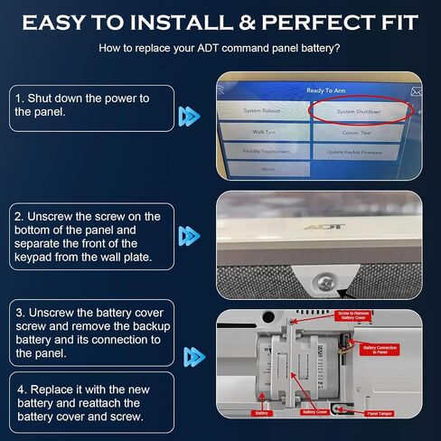 Futurebatt 300-10186 Battery Replacement for ADT Command Smart Security Panel ADT5AIO-1 ADT5AIO-2 ADT5AIO-3 ADT7AIO-1, ADT 2X16 AIO Home Security System ADT2X16AIO-1 ADT2X16AIO-2 Battery 3.6V in Saudi Arabia