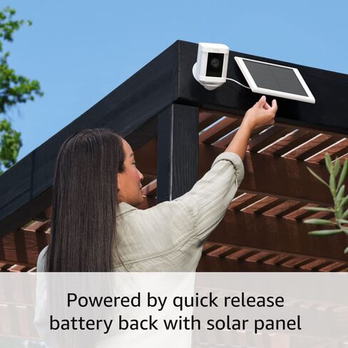 Like-New Ring Spotlight Cam Plus, Solar | Two-Way Talk, Color Night Vision, and Security Siren (2022 release) - Black in Saudi Arabia
