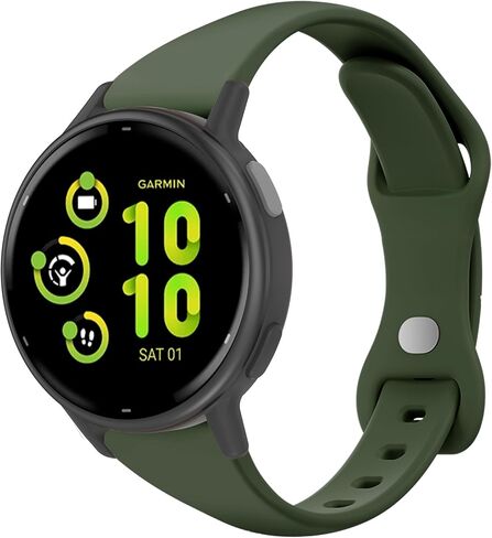 Laband 20mm Slim Silicone Watch Band Compatible with Garmin Vivoactive 6/5/3/3 Music/Forerunner 570 42mm/165/55/645/245,Thin Soft Narrow Sport Replacement Wristband Strap for Venu/Venu Sq 2 Women Men in Saudi Arabia