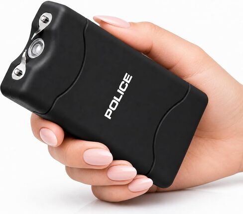 POLICE Stun Gun for Self Defense 800 Mini Rechargeable LED Flashlight Black in Kuwait