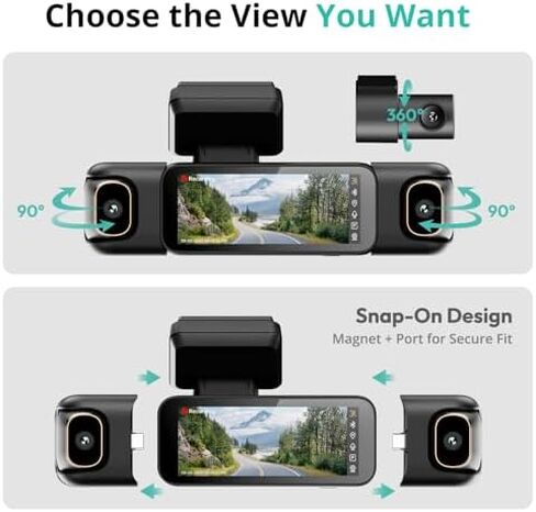 BOTSLAB 3K 4 Channel Dash Cam with BOTSLAB Hardwire Kit Fuse Tap Type C，560° All-Sides View, Front and Rear Inside, Car Camera with 3.18"Touch Screen, Dash Camera 24/7 Parking Mode in Kuwait