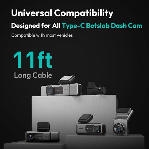 BOTSLAB 3K 4 Channel Dash Cam with BOTSLAB Hardwire Kit Fuse Tap Type C，560° All-Sides View, Front and Rear Inside, Car Camera with 3.18"Touch Screen, Dash Camera 24/7 Parking Mode in Kuwait