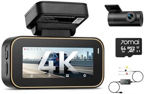 【70mai Dash Cam 4K A810 Lite + Hardware Kit UP06】70mai A810 Lite 4K Dash Cam Front and Rear, 5Ghz WiFi 6 DashCam, Car Camera with 4G LTE Remote Access, GPS Tracking, HDR Night Vision, 24H Parking Mode in Kuwait