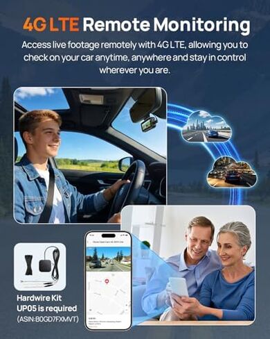 【70mai Dash Cam 4K A810 Lite + Hardware Kit UP06】70mai A810 Lite 4K Dash Cam Front and Rear, 5Ghz WiFi 6 DashCam, Car Camera with 4G LTE Remote Access, GPS Tracking, HDR Night Vision, 24H Parking Mode in Kuwait