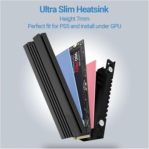 2-Pack M.2 Cooler for/PC, Slim 7mm High, Low Profile Aluminum Convection, Passive Heatsink with Fins in Saudi Arabia