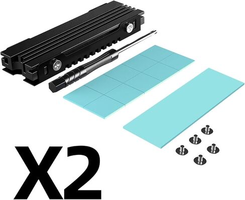 2-Pack M.2 Cooler for/PC, Slim 7mm High, Low Profile Aluminum Convection, Passive Heatsink with Fins in Saudi Arabia